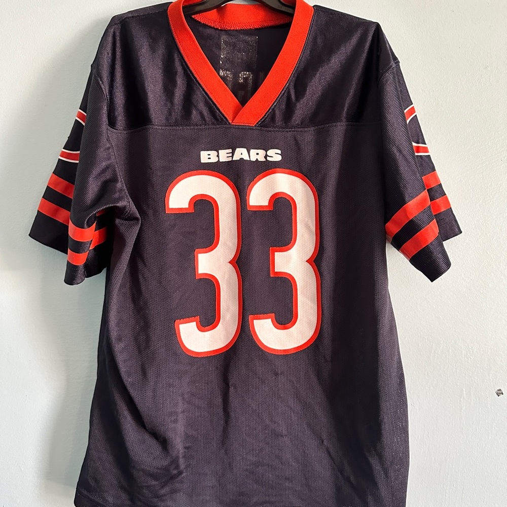 Black and Red Jersey Shirt with V-Neck and Stripes